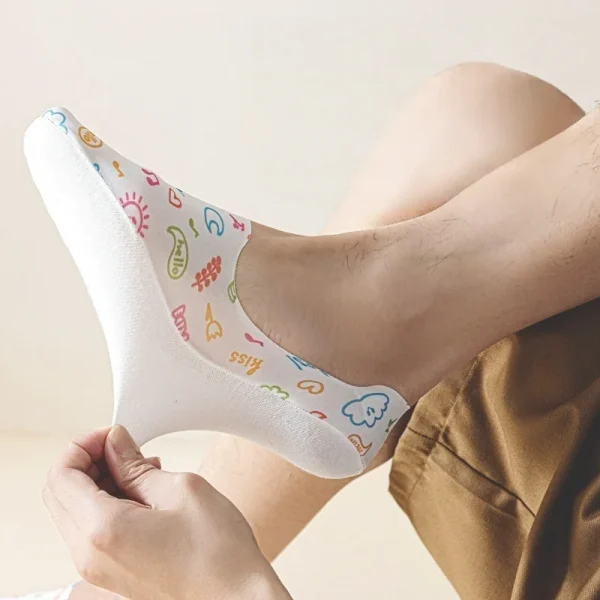 S66a7941256a2467d9938f6b6796a998ei.webp Men's No-Show Socks Summer - Ice Silk Anti-Slip Invisible Socks, Breathable Anti Odor Thin Non-Slip Heel for Casual & Sports